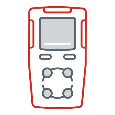 Stylized image of an EC gas sensor device as used in the infographic above.