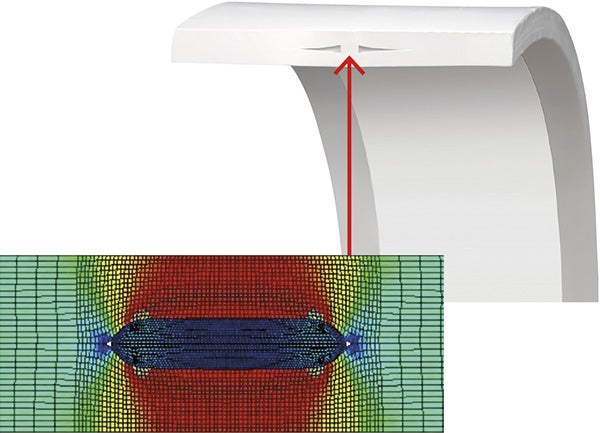 Computational analysis shows cross-section of GORE Gasket Tape Series 1000 exhibits optimal sealing stress