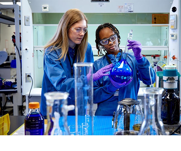 Two Associates doing testing in a laboratory.