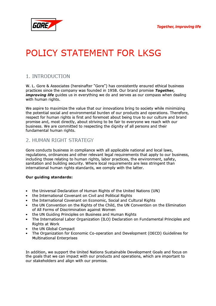Policy Statement for LkSG