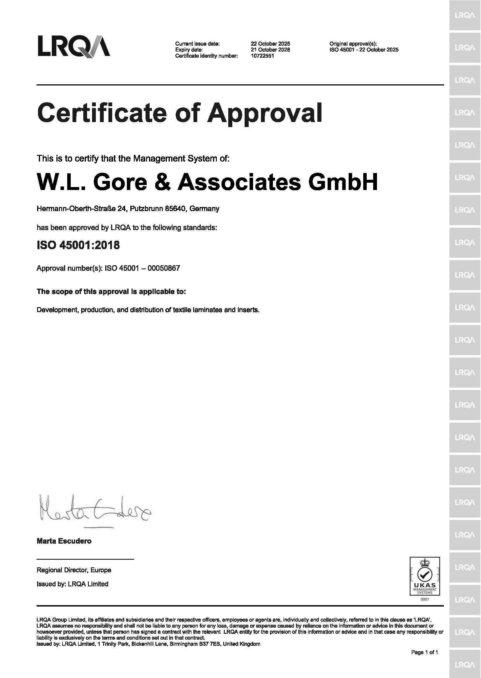 ISO 45001 Zertifikat, Putzbrunn III, Deutschland