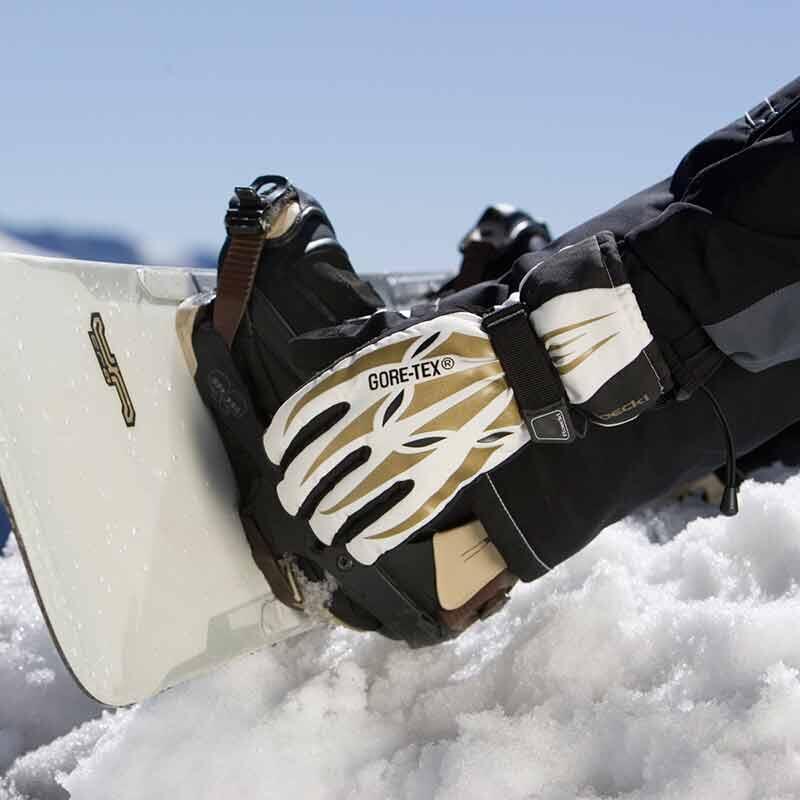 Close up shot of a snowboarder with GORE-TEX gloves