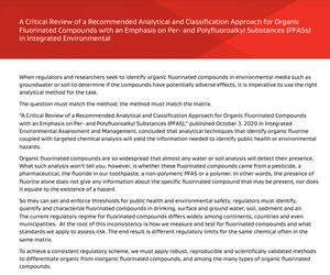 A screen shot of the first page of Gore's analytical approach to measuring PFAS document.