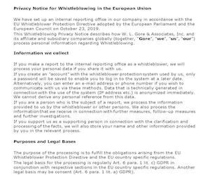 Whistleblowing Privacy Notice First Page