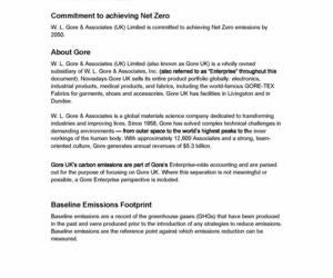 First page of the Gore Carbon Reduction Plan