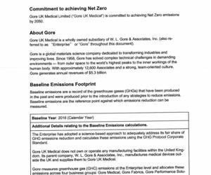 First page of Gore Medical Ltd Carbon Reduction Plan
